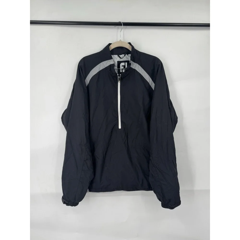 Footjoy Golfing Jacket Men Large Black Outdoor Preppy Sporty Pickleball Athletic